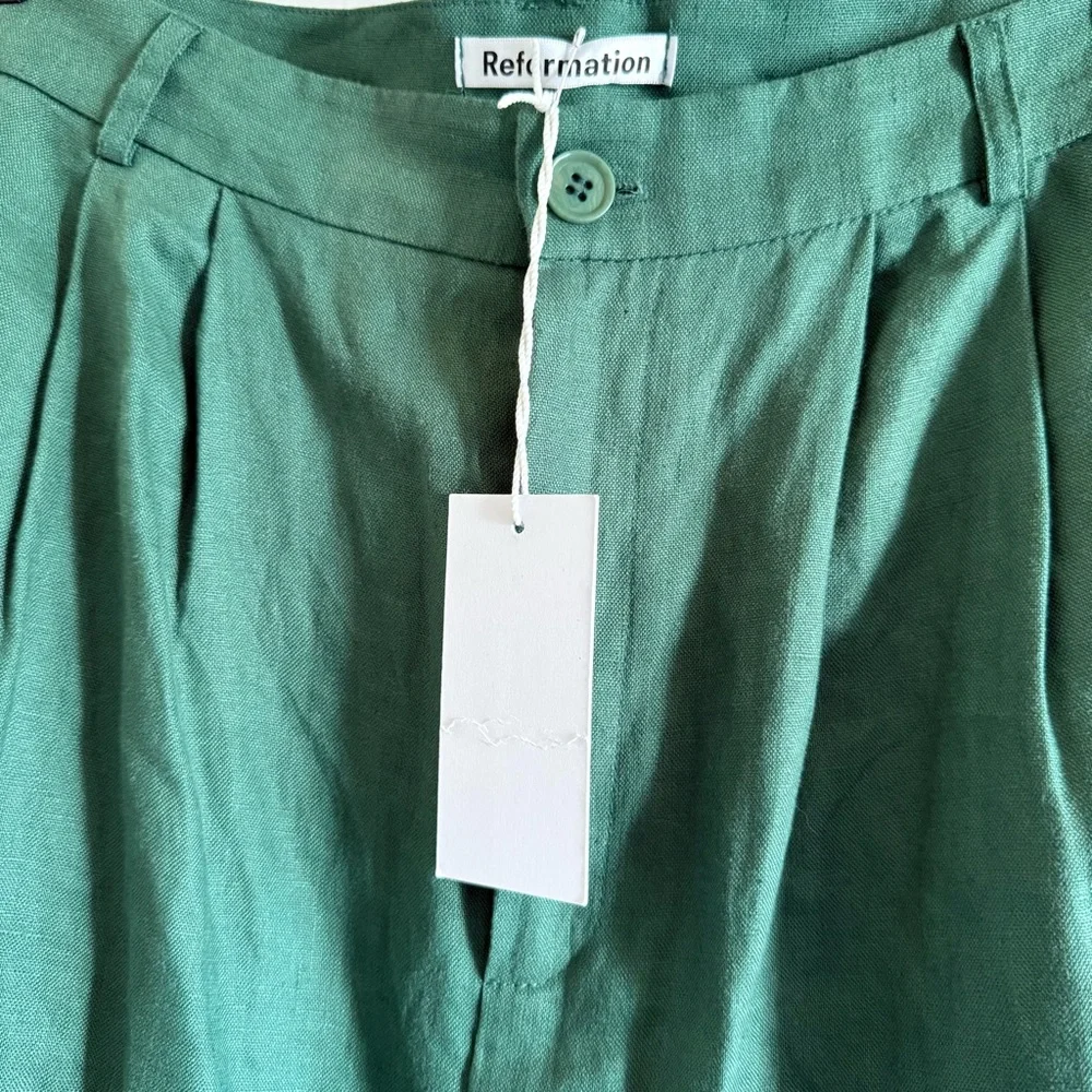 Reformation Green Linen Dress Pants Size 12